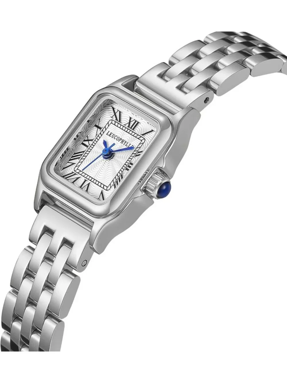 Women's  Silver with Silver Chain Vintage Rectangular Case Fashion Wrist Watches